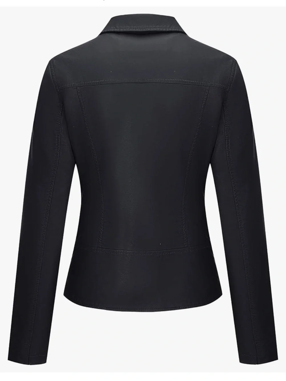 Black Faux Leather Moto Jacket - Women